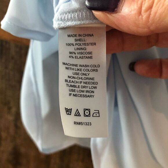 Vince Camuto Sz S Light Blue Sheer Overlay Relaxed Flowy Short Sleeve Tank Top - Picture 8 of 8